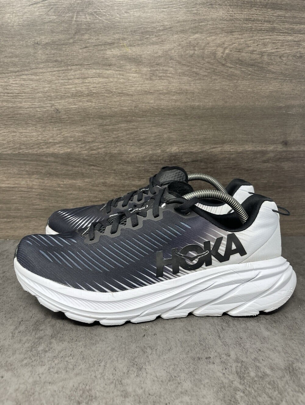 HOKA Rincon 3 Mens Size 9.5 D Black White Lightweight Running Shoes Road Trainer